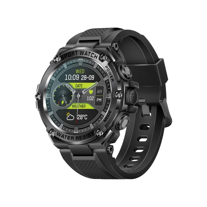 Fitness Tracker, Round-Screen Bluetooth 5.1 Smartwatch with 1.53” TFT Display, Speaker, E-Card Sharing, 80-Day Battery and IP67 Sweat Resistance, XWatch-R19 Black - Product Main Image